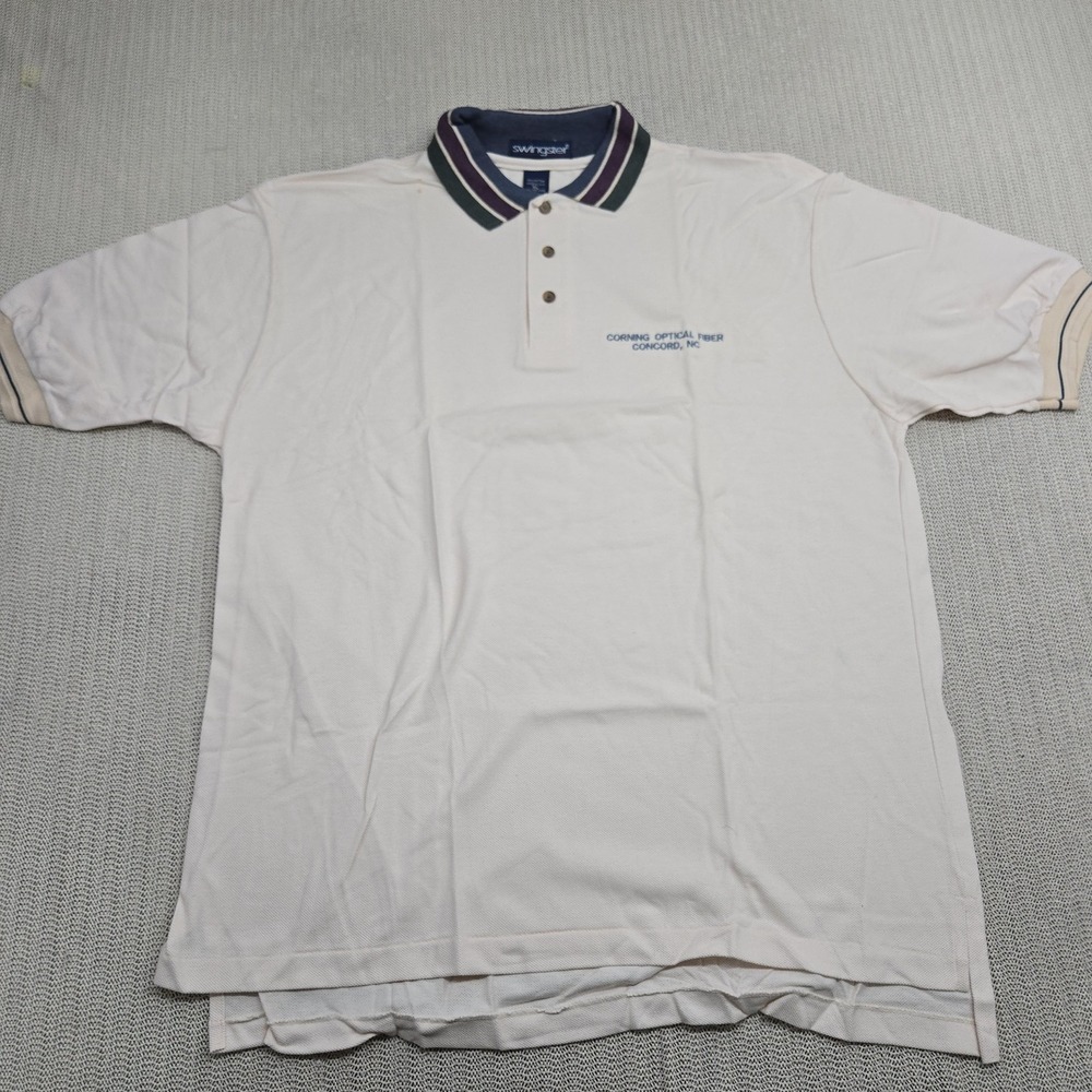 Vintage Swingster Polo Shirt Mens XL Corning Optical Fiber Concord NC USA 90s
